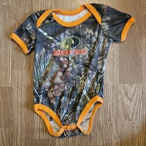 Mossy Oak Camo Baby Bodysuit with Orange Accents